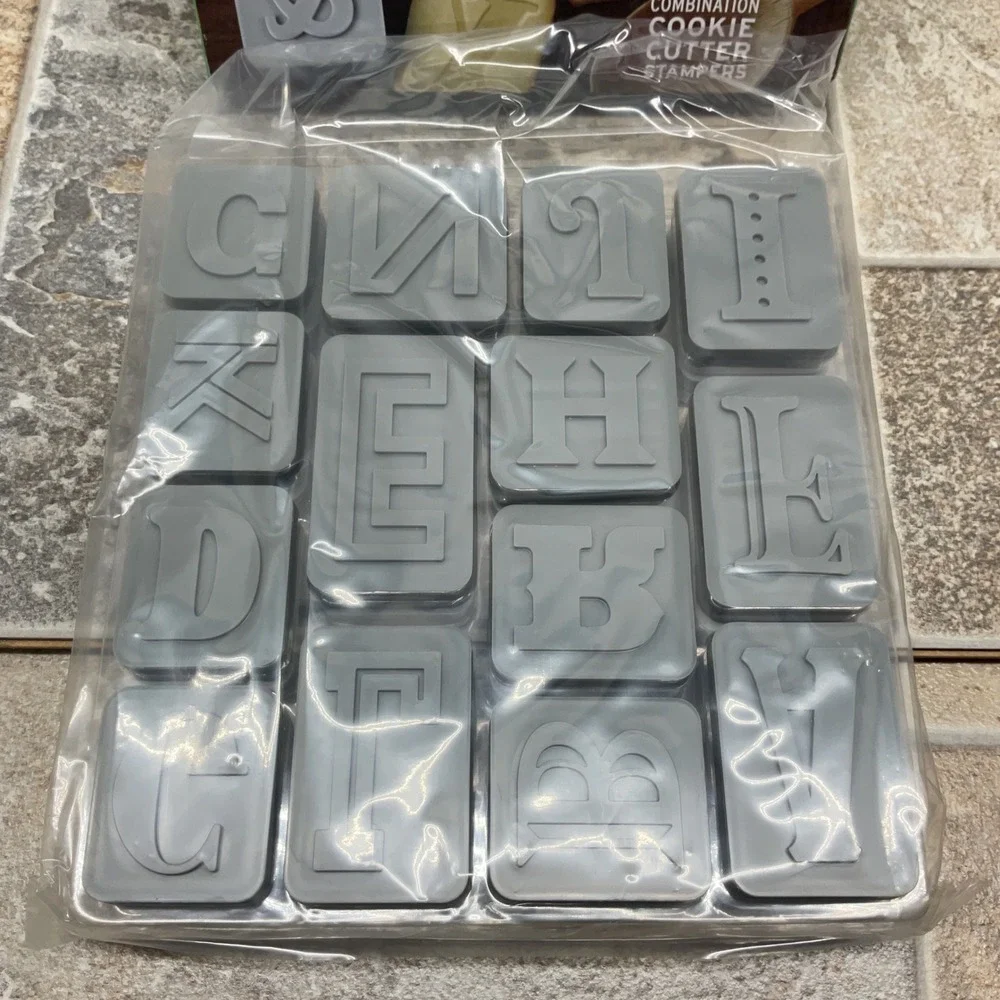 Genuine Fred Letter Pressed Cookie Cutter Stamper Set 28pc Alphabet & Symbols